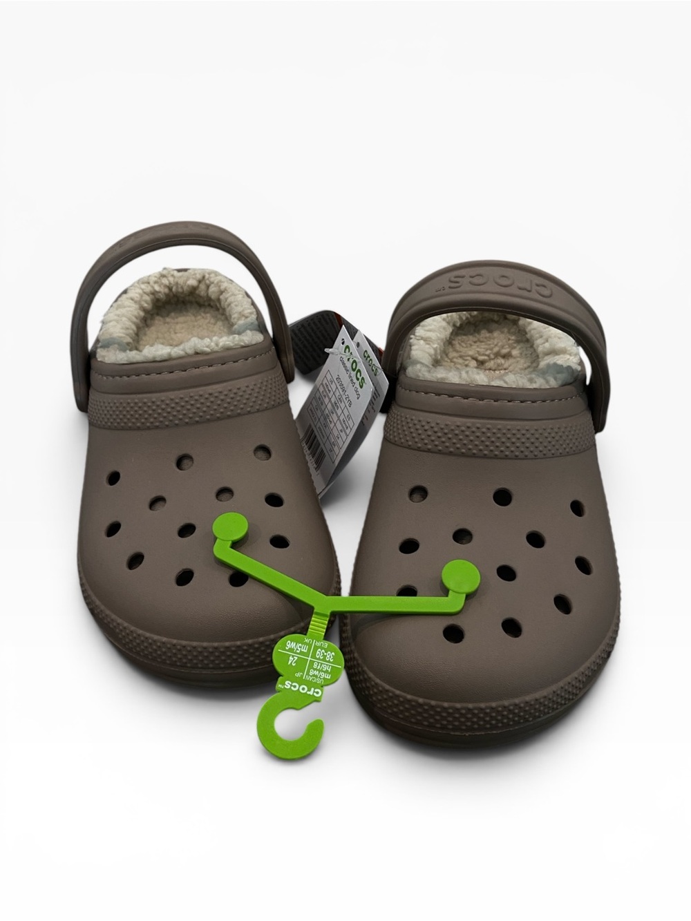 CROCS Women's Lined Clog in Taupe with Cream Fleece